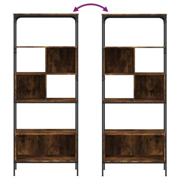 Bookcase 5-Tier Smoked Oak 76x33x188.5 cm Engineered Wood