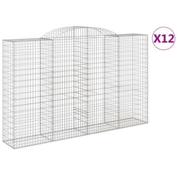 Arched Gabion Baskets 12 pcs 300x50x180/200 cm Galvanised Iron