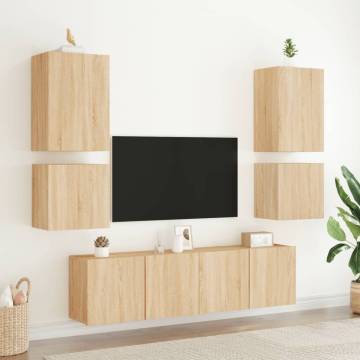 6 Piece TV Wall Units Sonoma Oak Engineered Wood