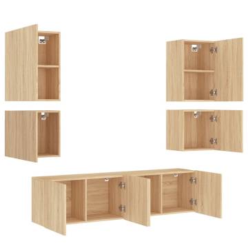 6 Piece TV Wall Units Sonoma Oak Engineered Wood