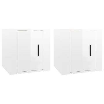 Wall Mounted TV Cabinets 2 pcs High Gloss White 40x34.5x40 cm