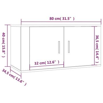 Wall Mounted TV Cabinet White 80x34.5x40 cm