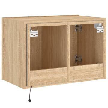 TV Wall Cabinet with LED Lights Sonoma Oak 60x35x41 cm