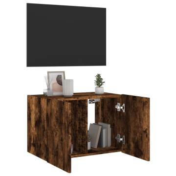 TV Wall Cabinet with LED Lights Smoked Oak 60x35x41 cm