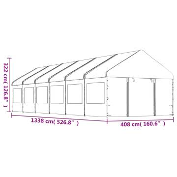 Gazebo with Roof White 13.38x4.08x3.22 m Polyethylene