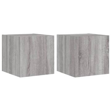 TV Wall Cabinets with LED Lights 2 pcs Grey Sonoma 30.5x35x30 cm