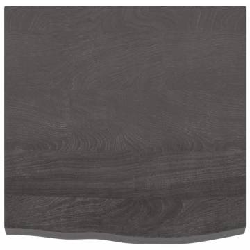 Table Top Dark Brown 60x60x2 cm Treated Solid Wood Oak