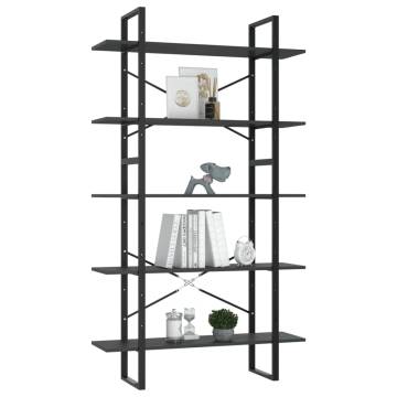 5-Tier Book Cabinet Grey 100x30x175 cm Engineered Wood