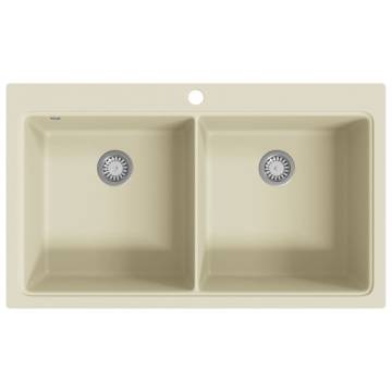 Granite Kitchen Sink Double Basins Beige