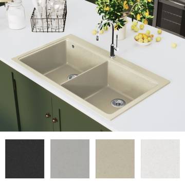 Granite Kitchen Sink Double Basins Beige