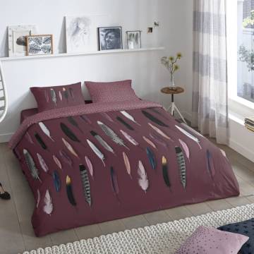 Good Morning Duvet Cover FEATHERS 200x200/220 cm Bordeaux