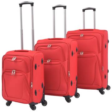 3 Piece Soft Case Trolley Set Red