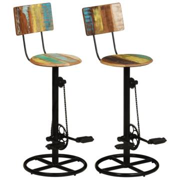 Bar Stools 2 pcs Solid Wood Reclaimed