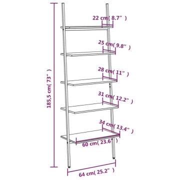 5-Tier Leaning Shelf Black 64x34x185.5 cm