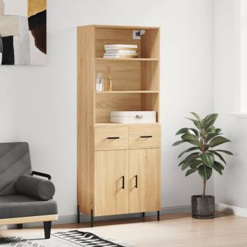 Highboard Sonoma Oak 69.5x34x180 cm Engineered Wood