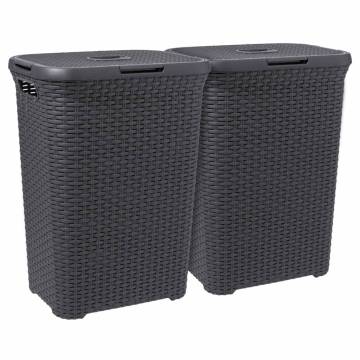 Curver Laundry Basket Set with Lid Style 2x60L Anthracite