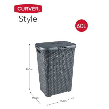 Curver Laundry Basket Set with Lid Style 2x60L Anthracite