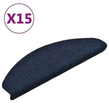 Self-adhesive Stair Mats 15 pcs Navy 65x21x4 cm Needle Punch