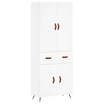 Highboard White 69.5x34x180 cm Engineered Wood