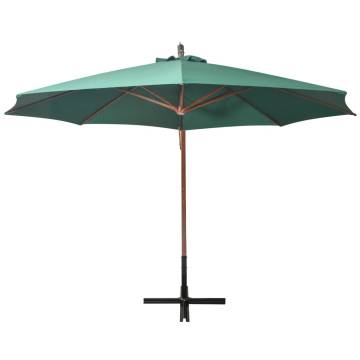 Hanging Parasol 350 cm Wooden Pole Green