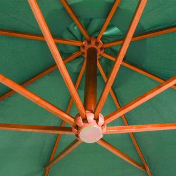 Hanging Parasol 350 cm Wooden Pole Green