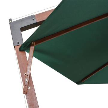 Hanging Parasol 350 cm Wooden Pole Green