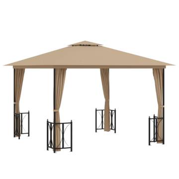 Gazebo with Sidewalls&Double Roofs 3x3 m Taupe