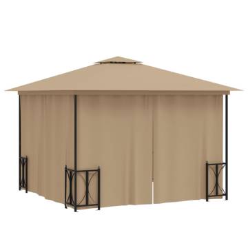 Gazebo with Sidewalls&Double Roofs 3x3 m Taupe