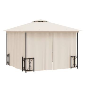 Gazebo with Sidewalls&Double Roofs 3x3 m Cream