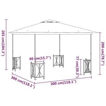 Gazebo with Sidewalls&Double Roofs 3x3 m Cream