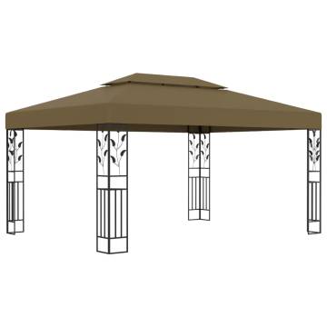 Gazebo with Double Roof 3x4 m Taupe 180 g/m²