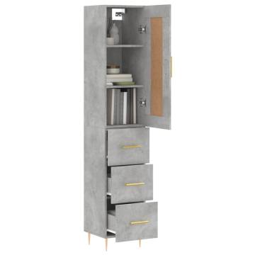 Highboard Concrete Grey 34.5x34x180 cm Engineered Wood