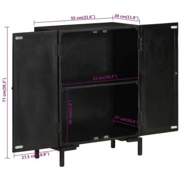 Sideboard Black 55x30x77 cm Solid Wood Mango and Iron