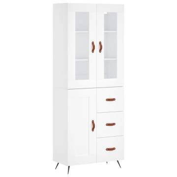 Highboard White 69.5x34x180 cm Engineered Wood