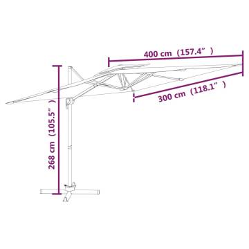 Double Top Cantilever Umbrella Green 400x300 cm