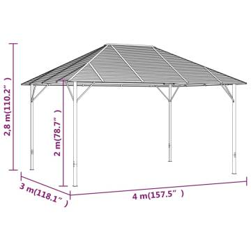 Gazebo with Roof 4x3 m Anthracite