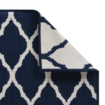 Outdoor Rug Navy and White 100x200 cm Reversible Design