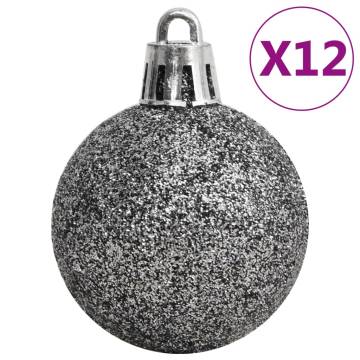 111 Piece Christmas Bauble Set White and Grey Polystyrene