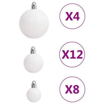 111 Piece Christmas Bauble Set White and Grey Polystyrene