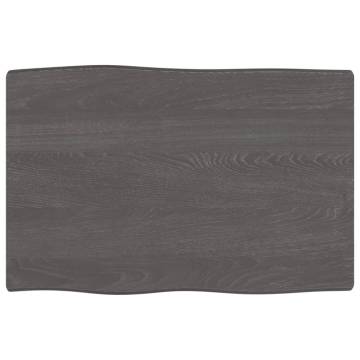 Table Top Dark Brown 60x40x2 cm Treated Solid Wood Oak Live Edge