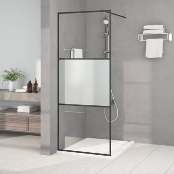 Walk-in Shower Wall Black 80x195 cm Half Frosted ESG Glass