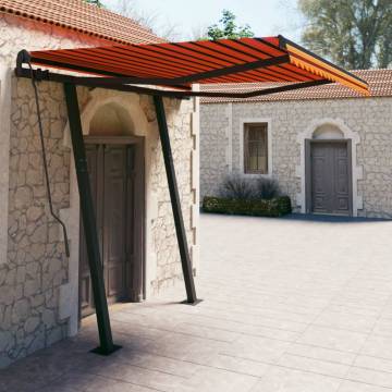 Manual Retractable Awning with Posts 3x2.5 m Orange and Brown