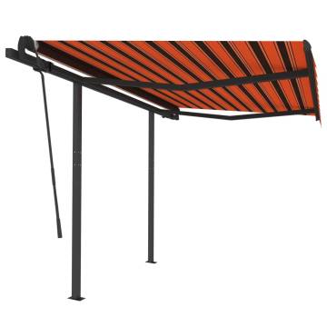 Manual Retractable Awning with Posts 3x2.5 m Orange and Brown