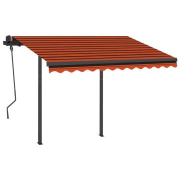 Manual Retractable Awning with Posts 3x2.5 m Orange and Brown