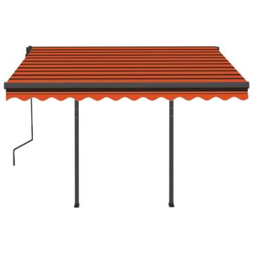 Manual Retractable Awning with Posts 3x2.5 m Orange and Brown