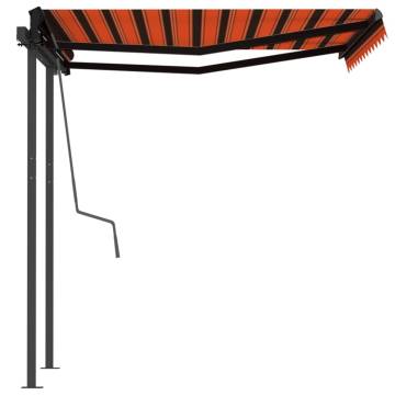 Manual Retractable Awning with Posts 3x2.5 m Orange and Brown