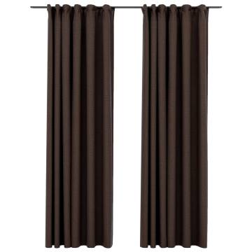 Linen-Look Blackout Curtains with Hooks 2 pcs Taupe 140x225 cm