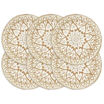 Placemats 6 pcs White 38 cm Round Jute