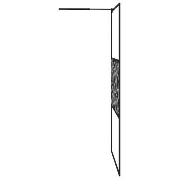 Walk-in Shower Wall 115x195cm ESG Glass with Stone Design Black