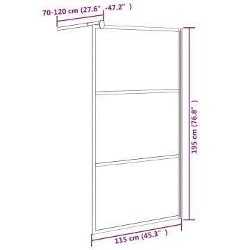 Walk-in Shower Wall 115x195cm ESG Glass with Stone Design Black